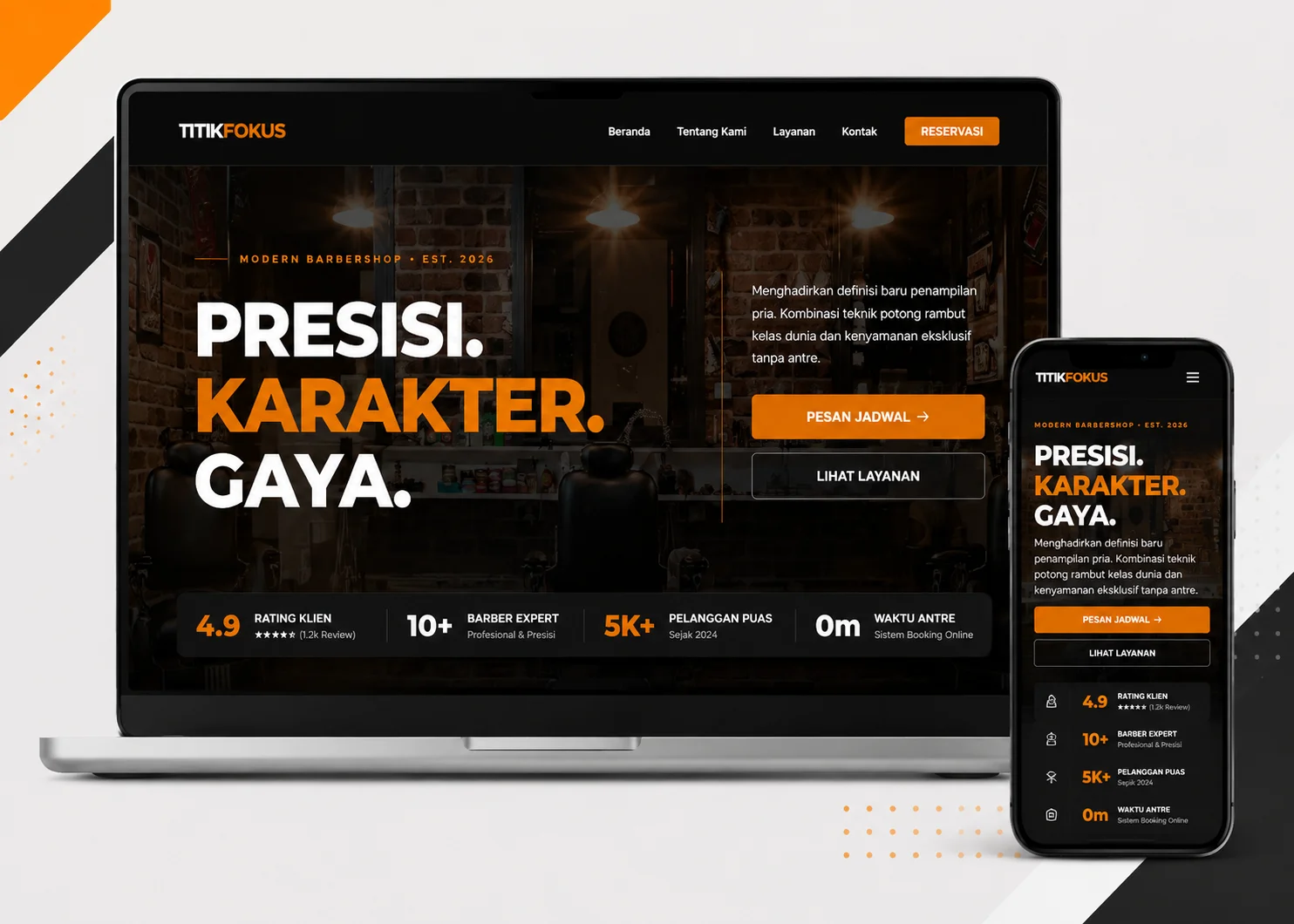 Titik Fokus - Barbershop Landing Page